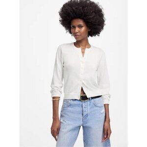 Madewell June Crew Neck Cotton Cardigan White Size S